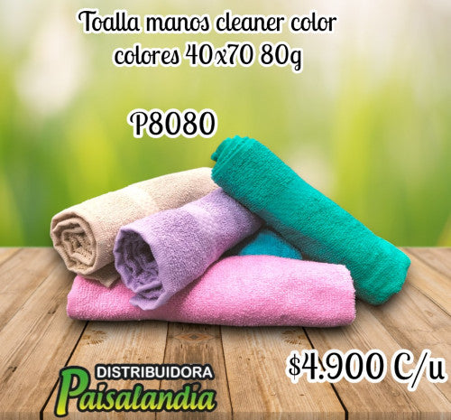 Toalla manos cleaner color colores 40x70 80g