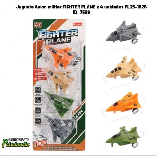 Juguete Avion militar FIGHTER PLANE x 4 unidades PL25-1826 (UND)