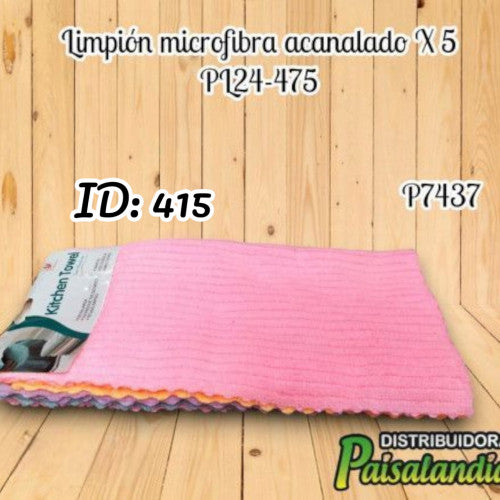 Limpión microfibra acanalado x5 unidades PL24-475 (UND)