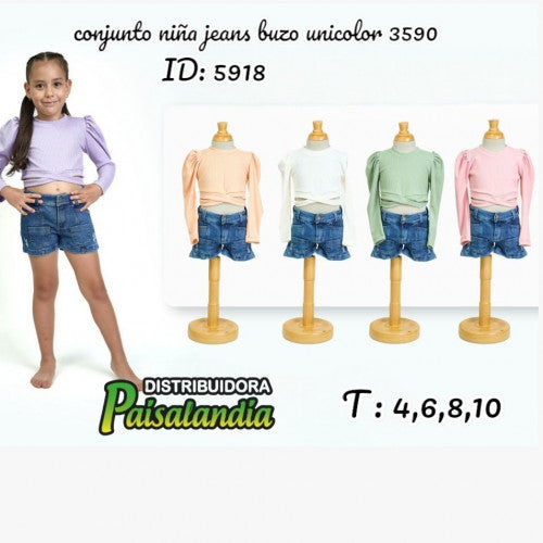 conjunto niña jeans buzo unicolor 3590 (UND)
