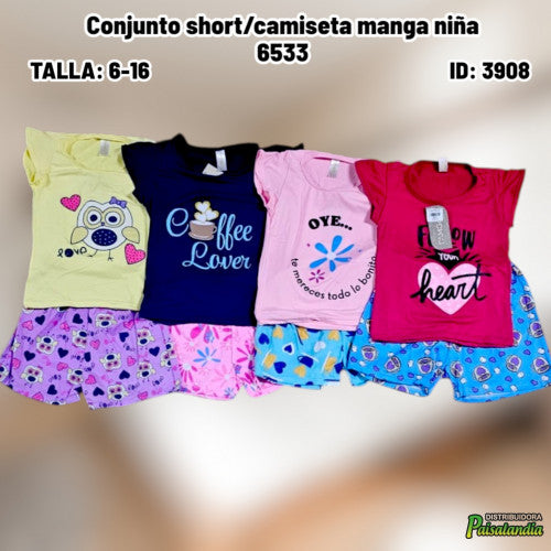 Conjunto short/camiseta manga niña 6533 (UND)