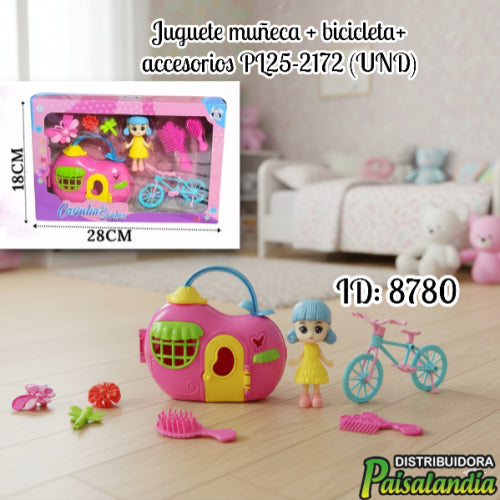 Juguete muñeca + bicicleta+ accesorios PL25-2172 (UND)