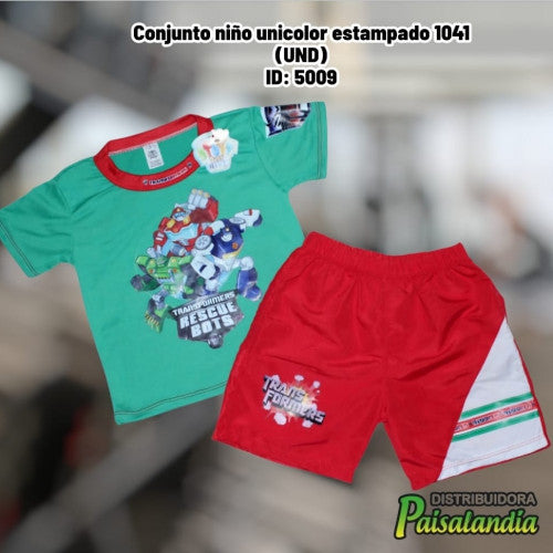 Conjunto niño unicolor estampado 1041 (UND)