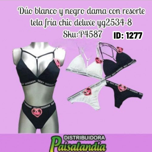 Duo blanco y negro para dama con resorte y tela fria yg2534-8 chic deluxe (DC)