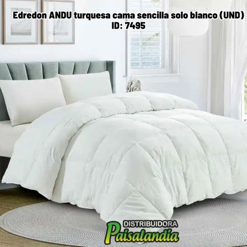 Edredon ANDU turquesa cama sencilla solo blanco (UND)