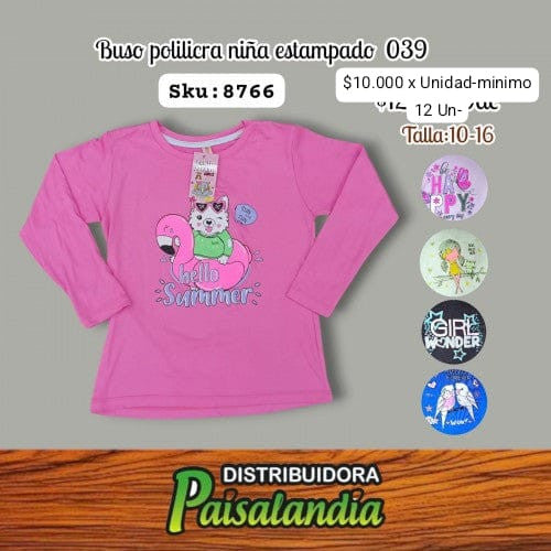 Buso poly licra niña estampado 10-16 039 (DC)