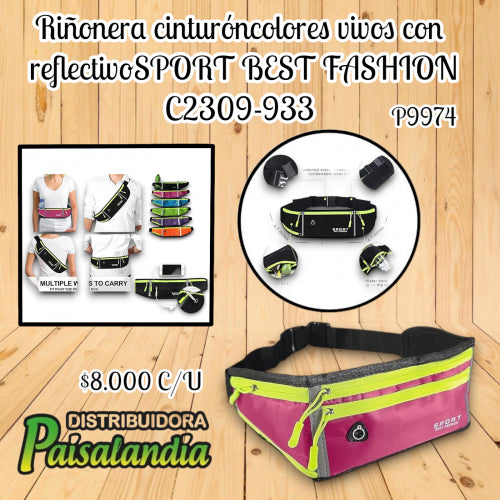 Riñonera cinturón colores vivos reflectiva SPORT C2309-933 (UND)