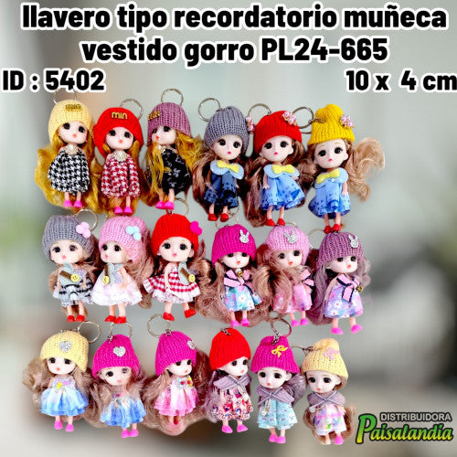 llavero tipo recordatorio muñeca vestido gorro PL24-665 (UND)