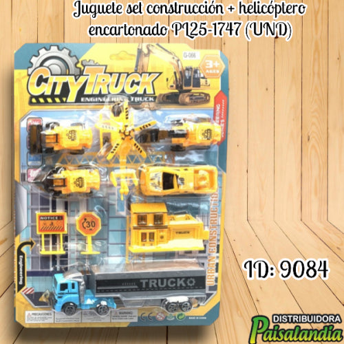 Juguete set construcción + helicóptero ncartonado PL25-1747 (UND)