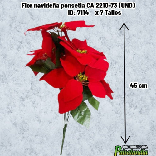 Flor navideña ponsetia 7 TALLOS CA 2210-73 (UND)
