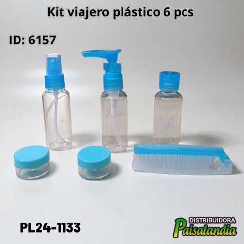 Kit viajero plástico 6 pcs PL24-1133 (UND)