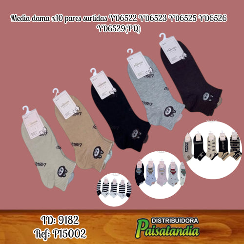 Media dama x10 pares surtidas YD6522 YD6523 YD6525 YD6526 YD6529(PQ)