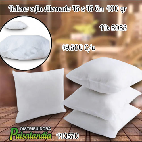 Relleno cojin siliconado 45 x 45 Cm 400 gr (UND)