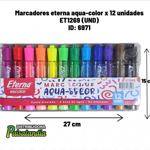 Marcadores eterna aqua-color x 12 unidades ET1269 (UND)