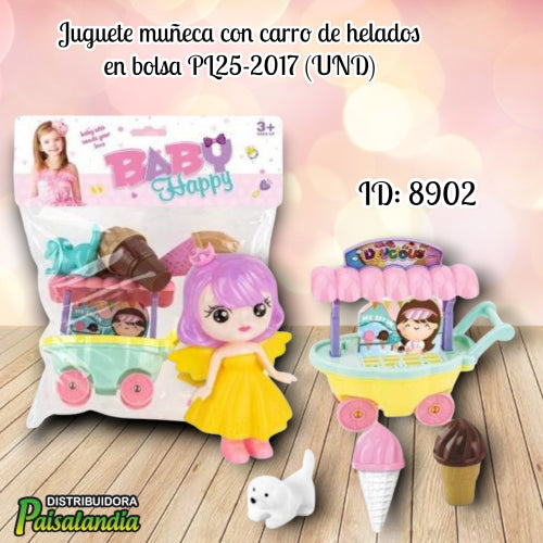 Juguete muñeca con carro de helados en bolsa PL25-2017 (UND)