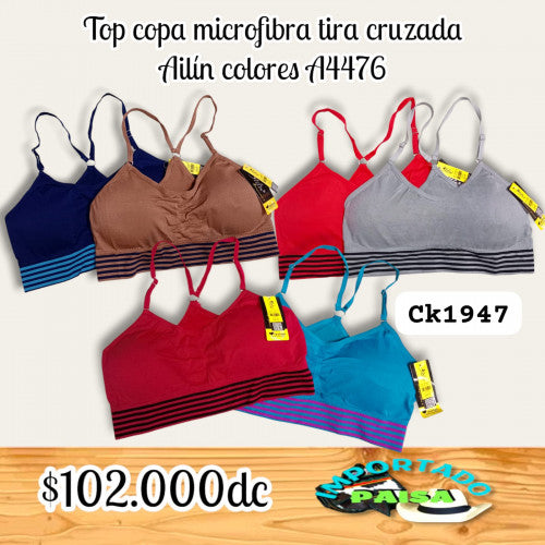 Top copa dama microfibra tira cruzada Ailin A4476