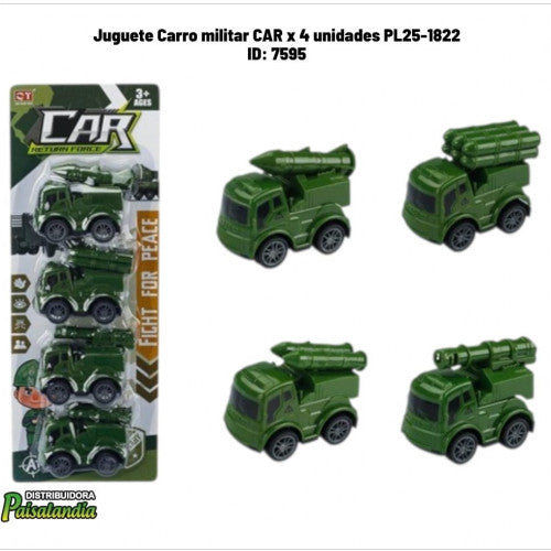 Juguete Carro militar CAR x 4 unidades PL25-1822 (UND)