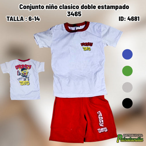 Conjunto niño clasico doble estampado 3465 (UND)