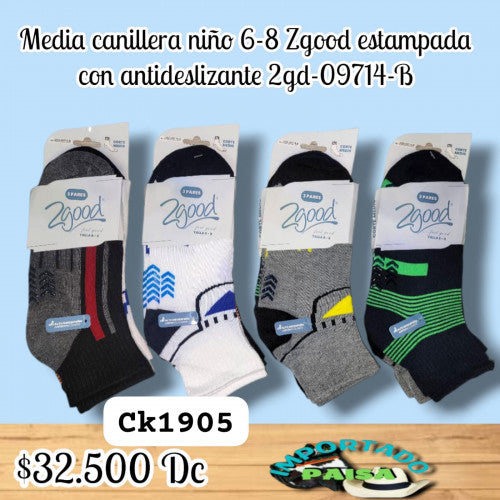 Media canillera niño 6-8 Zgood estampada antideslizante 2GD-09714-B