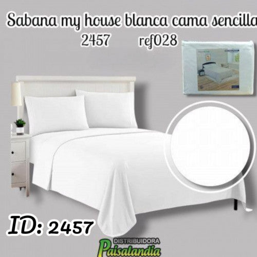 Sábana blanca cama sencilla 028 (UND)