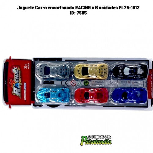 Juguete Carro encartonado RACING x 6 unidades PL25-1812 (UND)