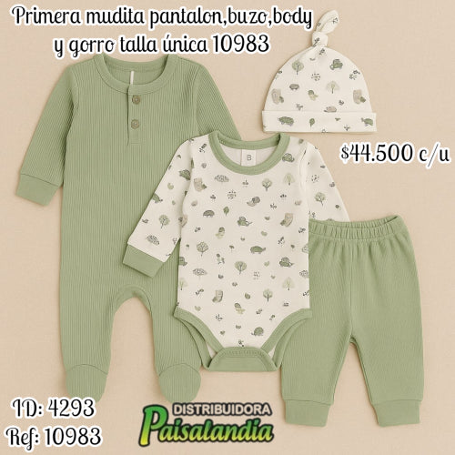 primera mudita pantalon,buzo,body y gorro talla única 10983