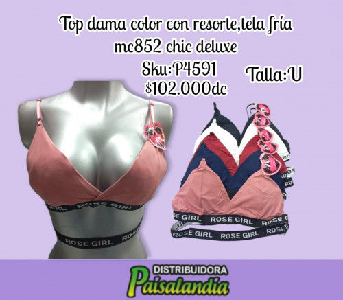 Top dama color con resorte y tela fria mc852 chic deluxe