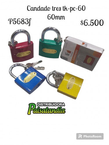 Candado trek colores TK-pc-60 60mm (UND)