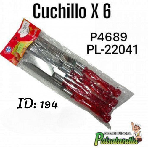 Cuchillo x6 mango color PL-22041 (UND)