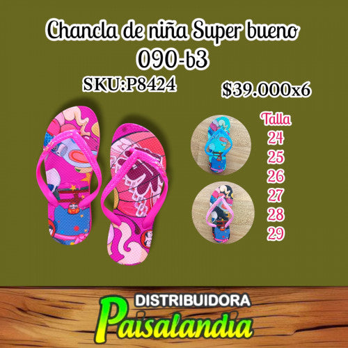 Chancla niña talla 24?29 Ref 090-B3 (SOLO VENTA X 6 UNIDADES)