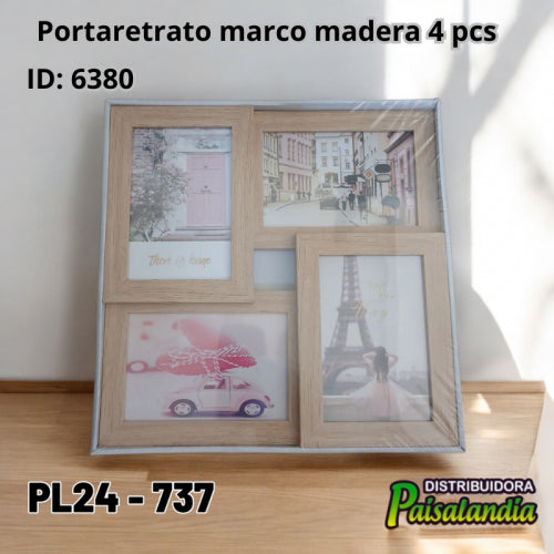 Portaretrato marco madera 4 pcs PL24-737 30x30 cm (UND)