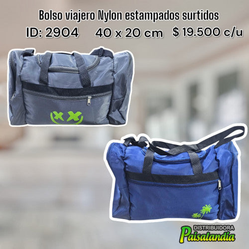 Bolso viajero Nylon estampados surtidos (UND)