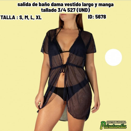 salida de baño dama vestido largo y manga tallado 3/4 527 (UND)