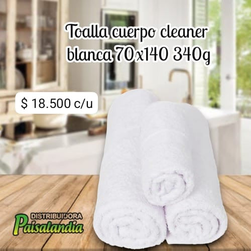 Toalla cuerpo Cleaner blanca 70x140 cm 340g (UND)