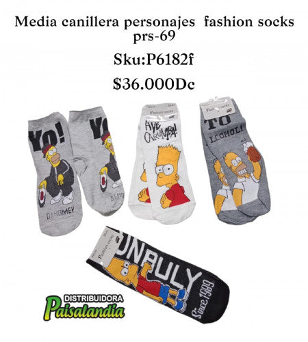 Media canillera personajes fashion socks PRS-69