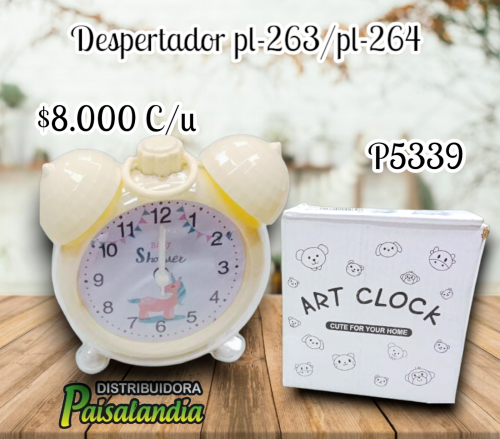 Despertador plástico colores pastel PL-263/PL-264 (UND)
