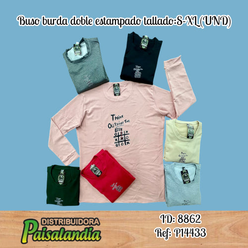 Buso burda doble estampado tallado:S-XL (UND)