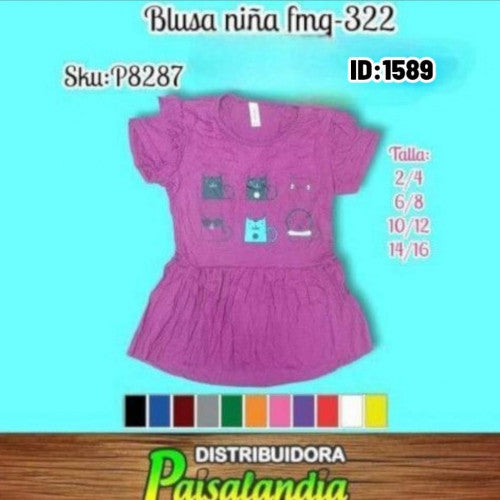 Blusa niña zurcido en hombro y bolero en ruedo fmg322 (DC)