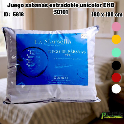 Juego sabanas extradoble unicolor EMB 30101 AR Marsella (UND)