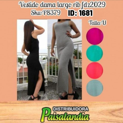 Vestido dama largo rib fdz2029 (UND)