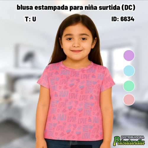 blusa estampada para niña surtida (DC)