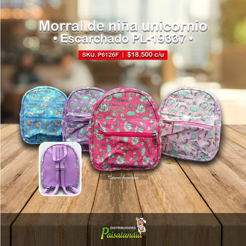 Morral de niña unicornio escarchado PL-407