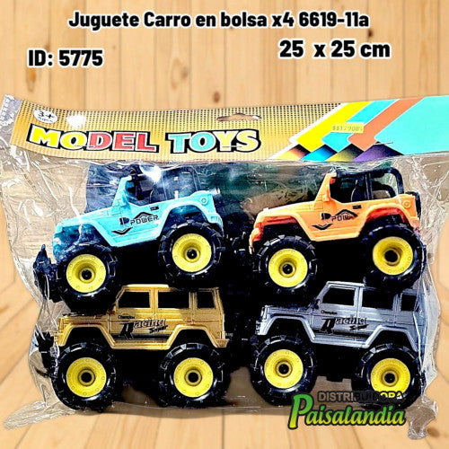 Juguete Carro en bolsa x4 6619-11a (UND)