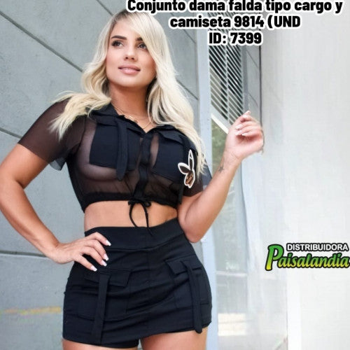 Conjunto dama falda tipo cargo y camiseta 9814 (UND