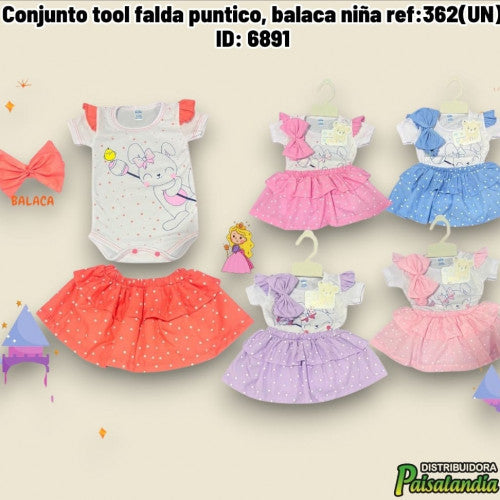 Conjunto tool falda puntico, balaca niña ref:362(UN)