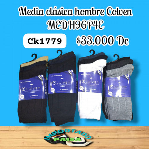 Media clasica hombre Colven unicolor MEDH96P4E