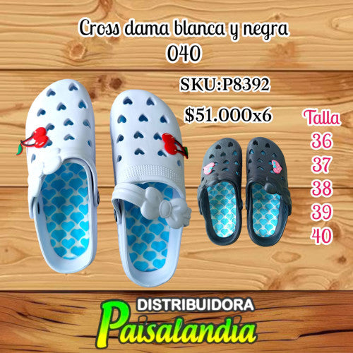 Cross dama blanca/negra talla 36-40 040 (SOLO VENTA X 6 UNIDADES)