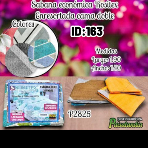 Sábana económica Rositex enresortada cama doble 1.40x1.90 (UND)