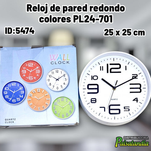 Reloj de pared redondo colores PL24-701 (UND)