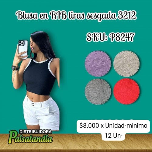 Blusa rib tiras sesgada 3212 (DC)